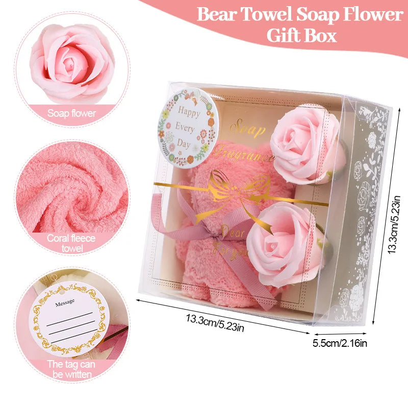 Towel Bear Soap Flower Gift Box – Wedding & Party Favor Set Gift Box Set Babs
