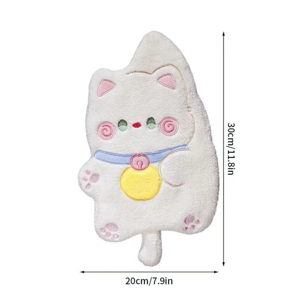 Cartoon Cat Coral Velvet Hand Towel – Quick Dry Absorbent Hand Towel Babs W