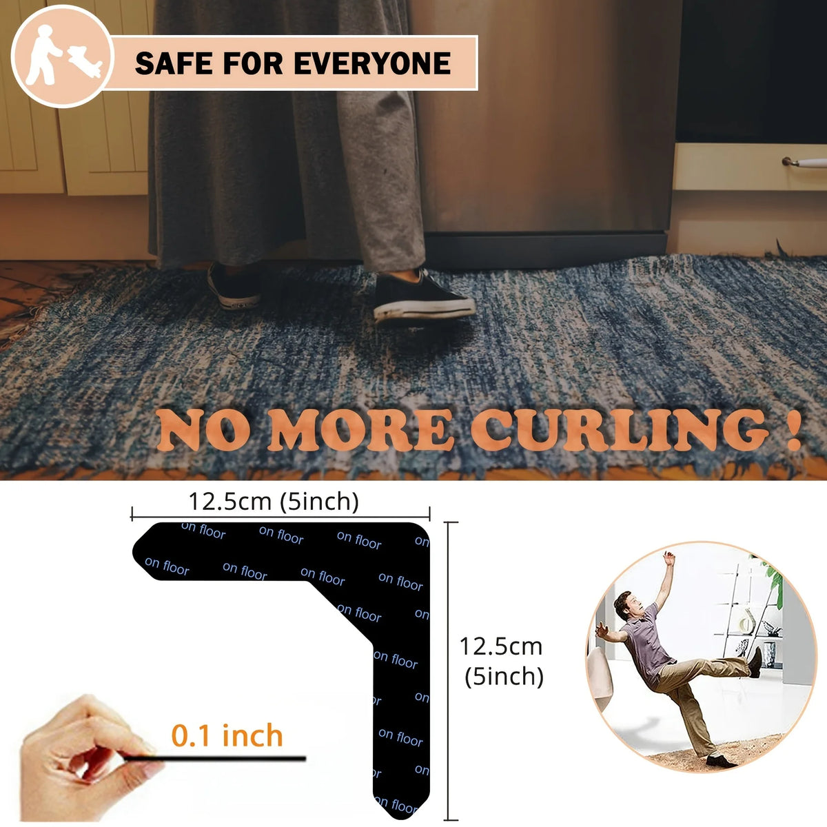 Anti-Slip Carpet Adhesive Pads for Rugs, Sofas & Sheets (4/8 Pcs) Carpet Grip Pads Babs