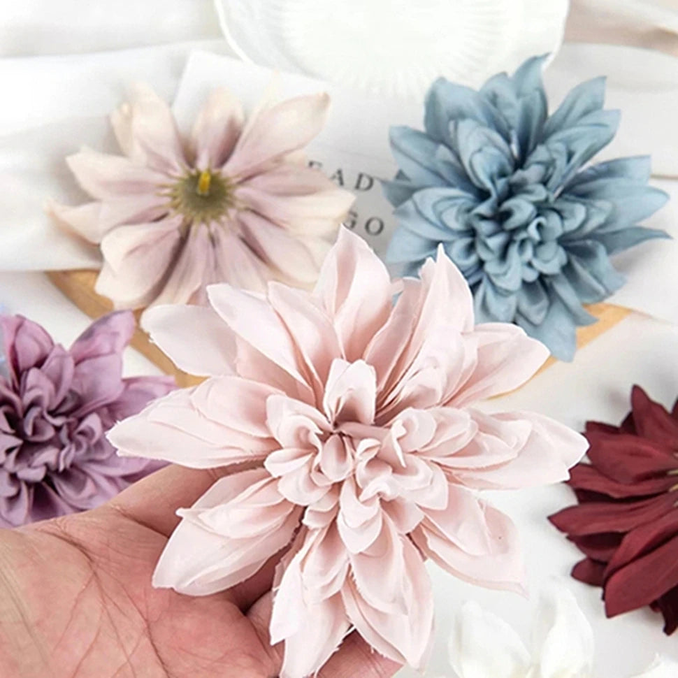Silk Dahlia Rose Artificial Flower Heads – 5 or 10 Pack Artificial Flower Heads Babs