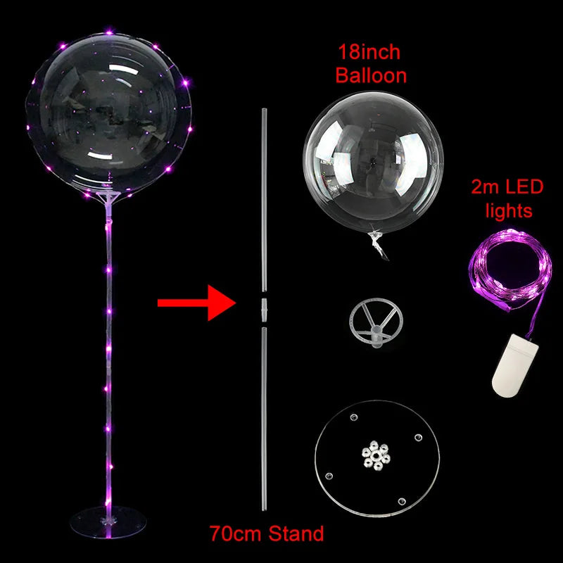 LED Bobo Balloon Column Stand Set – Wedding & Party Decor LED Balloon Decor Set Babs pink light set