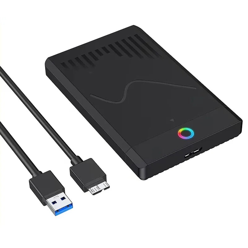RGB USB 3.0 Type-C 2.5" SATA HDD SSD Enclosure – Tool-Free HDD SSD Enclosure Babs Micro B to USB A