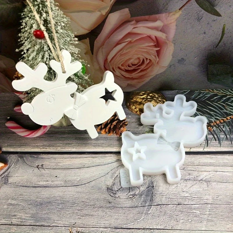 Christmas Reindeer Silicone Resin Mold – DIY Ornament Casting Silicone Resin Mold Babs