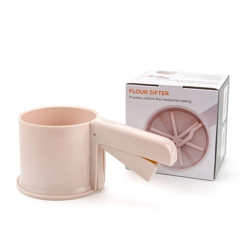 Manual Flour Sifter – Food-Grade PP Handheld Baking Tool Flour Sifter Babs 1PC Pink