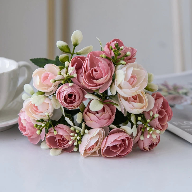 Silk Rose Artificial Flowers Tea Bud Décor 1/5pcs – TTCY Artificial Silk Flowers Babs Pink 1pc