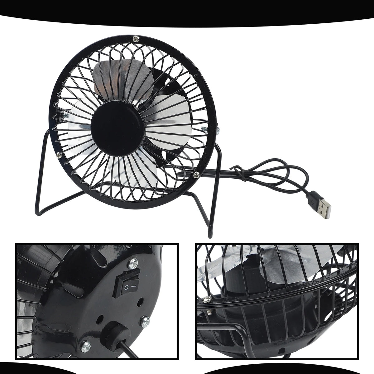 LEENKEA 4" Mini USB Desk Fan – 360° Rotation, Portable Mini USB Desk Fan Babs