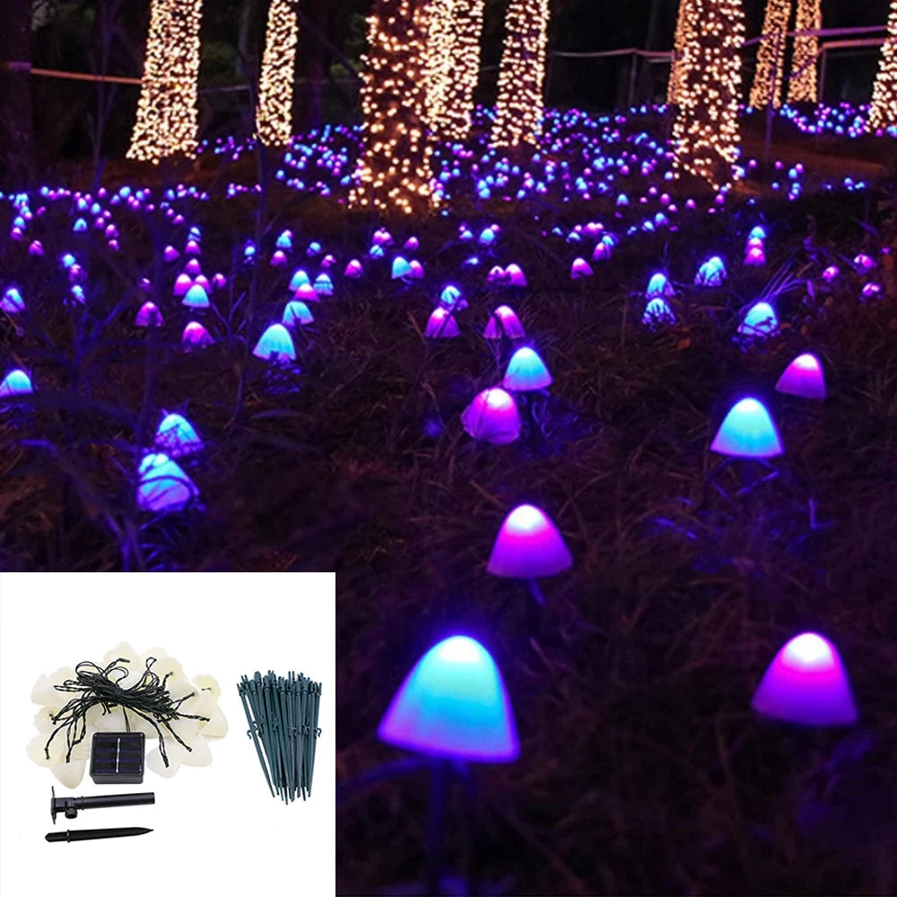 Mushroom Solar Pathway Lights – Waterproof LED Garden Stake Lamps Solar Garden Lights Babs 3.5M 10leds PURPLE