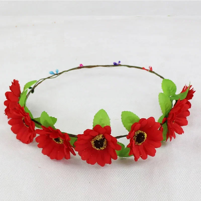 LED Glow Rose Flower Headband – Princess Party Wreath Hair Accessory LED Party Headband Babs red
