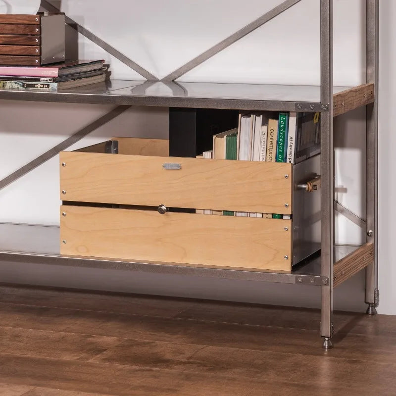 Modern Wooden Bookcase with Sliding Stopper – 25L Bookshelf Wooden Bookcase Babs