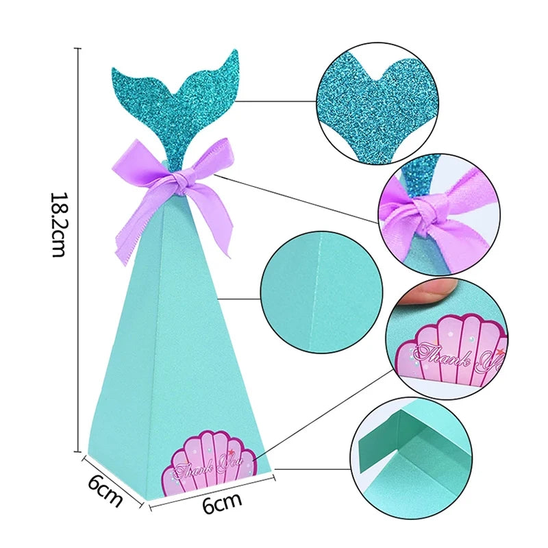 10Pcs Mermaid Tail Paper Candy Boxes – Party & Baby Shower Party Favor Boxes Babs