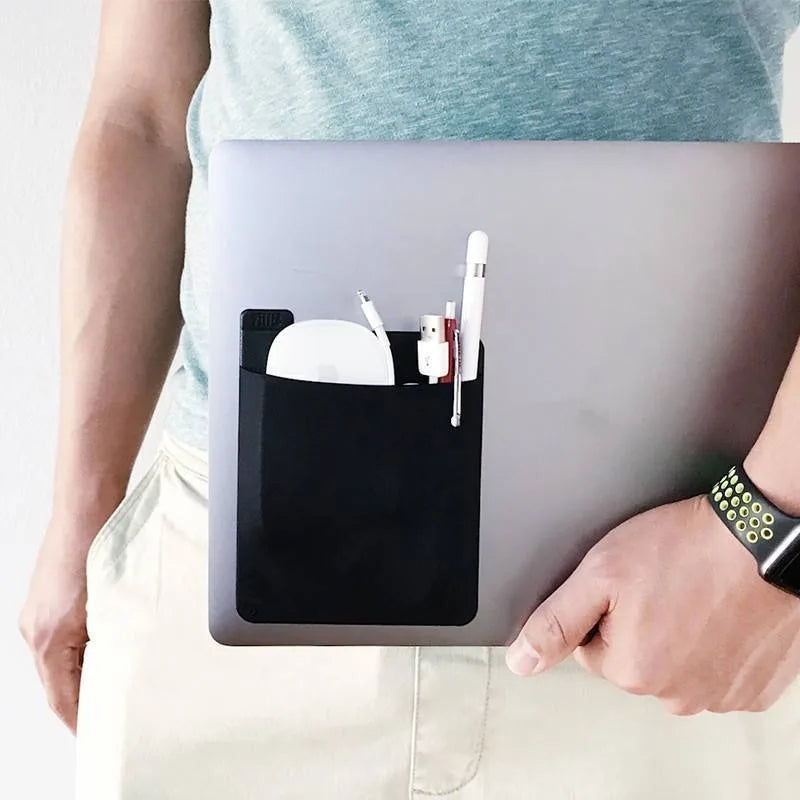 Adhesive Laptop Back Storage Bag – PU Mouse & Accessory Organizer Laptop Accessory Organizer Babs