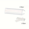 PVC Shelf Label Clips – Transparent Tag Holders & White Cards Shelf Label Clips Babs 10set