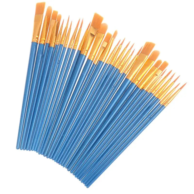 30-Piece Nylon Paint Brush Set – Oil, Acrylic & Watercolor Paint Brush Set Babs Blue