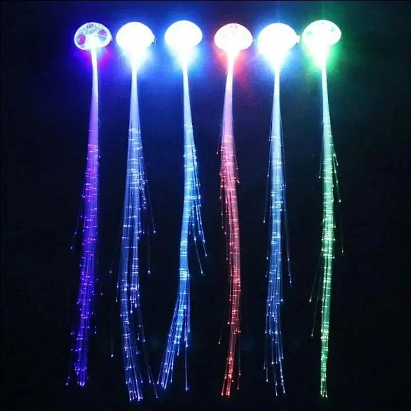 60pcs LED Fiber Optic Braid Hair Clips – Glowing Party Accessory LED Hair Clips Babs
