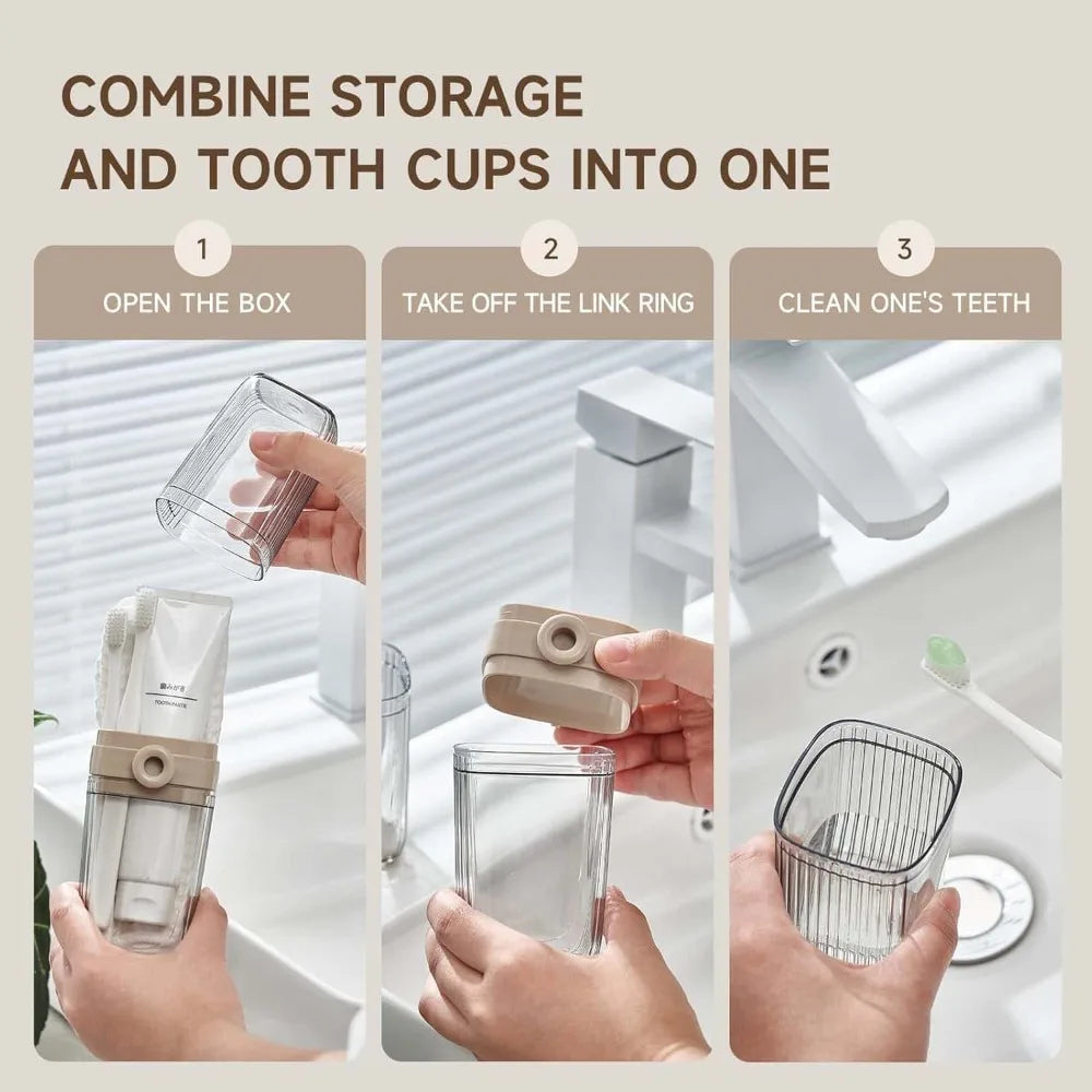 2-in-1 Travel Toothbrush Holder Soap Case & Leakproof Rinse Cup Toothbrush Travel Case Babs