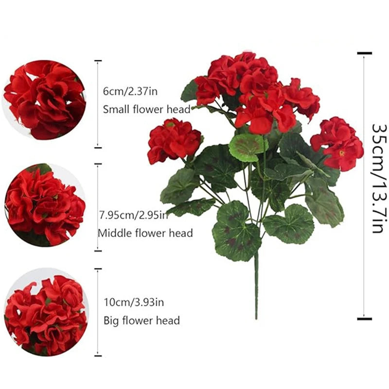 35cm Red Artificial Silk Geranium – Wedding & Home Decor Artificial Silk Flower Babs Red