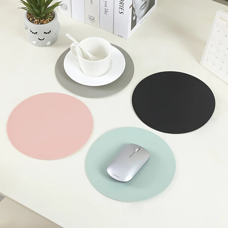 4pcs Faux Leather Mouse Pad – Waterproof Non-Slip Desk Mat Faux Leather Mouse Pad Babs 4pcs