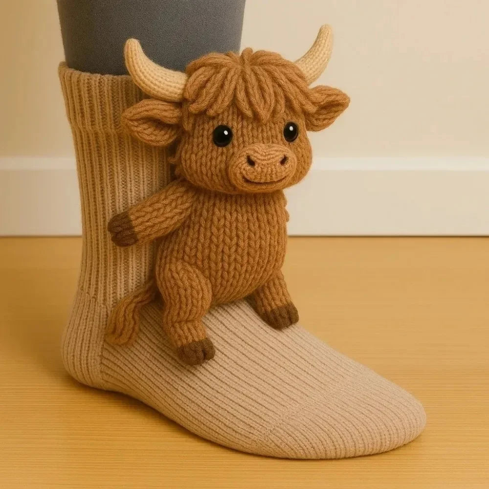 3D Knitted Animal Floor Socks – Cute Sloth & Panda Gift Novelty Knitted Socks Babs style 2 One Size