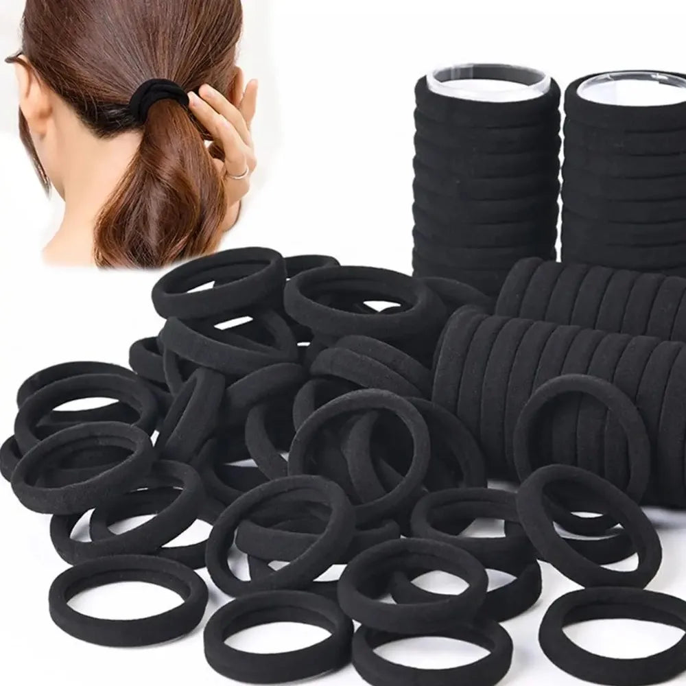 Seamless Black Hair Ties – No-Crease High Elastic Ponytail Bands Hair Ties Babs