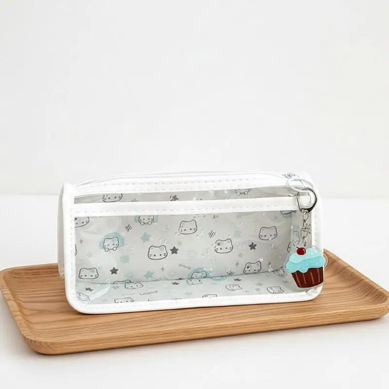 Cute Cat Transparent Pencil Case – High Capacity PVC Pouch Pencil Case Pouch Babs