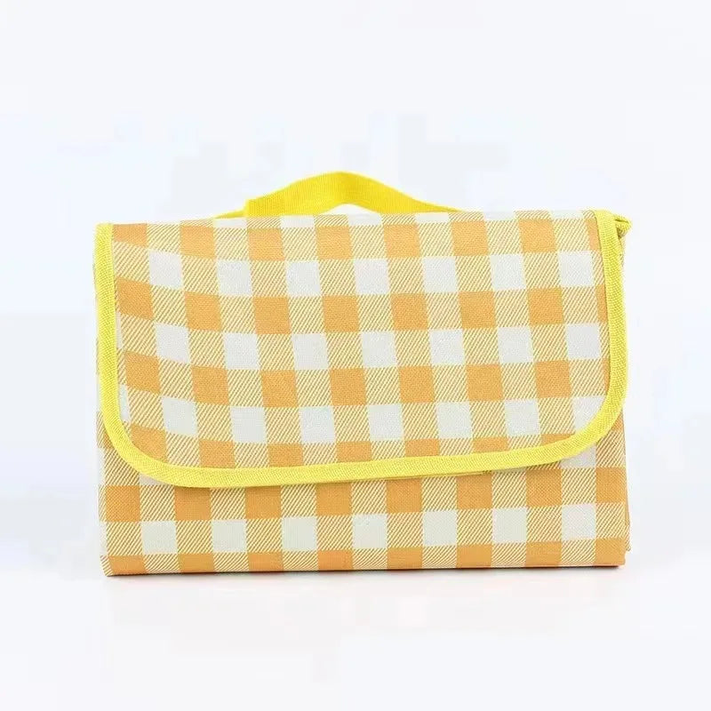 Waterproof Thickened Picnic Mat – Outdoor Camping Ground Blanket Outdoor Picnic Mat Babs Yellow grid 100-150cm