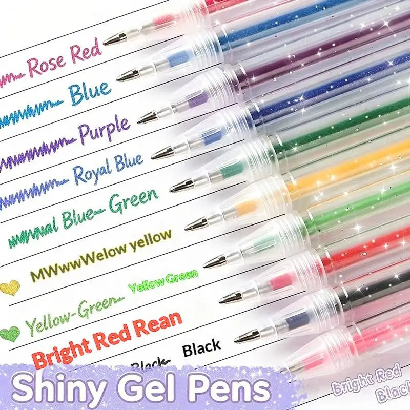 Glitter Gel Pen Set 24/36/48 PCS – Neon Shimmer 1.0mm Tip Glitter Gel Pen Set Babs
