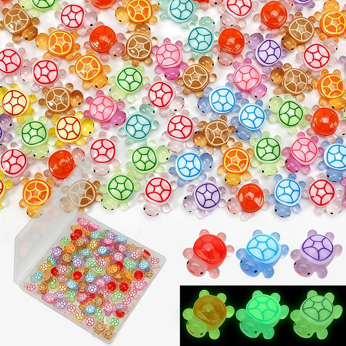 Glow in the Dark Mini Resin Sea Turtles 100/200 Pcs Miniature Figurines Babs