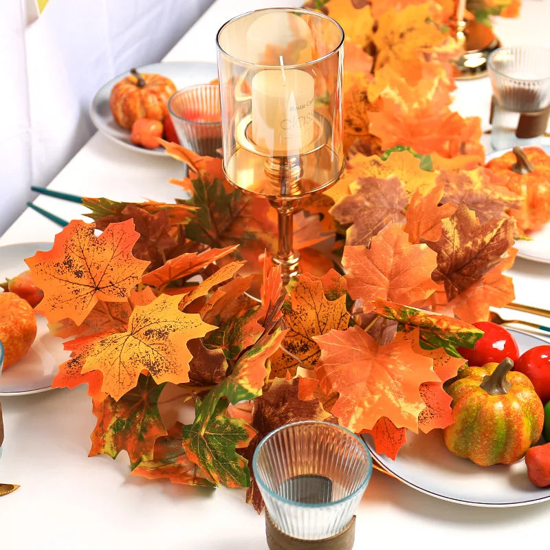 2M Fall Maple Leaf Artificial Garland | Autumn Vine Decor Artificial Leaf Garland Babs
