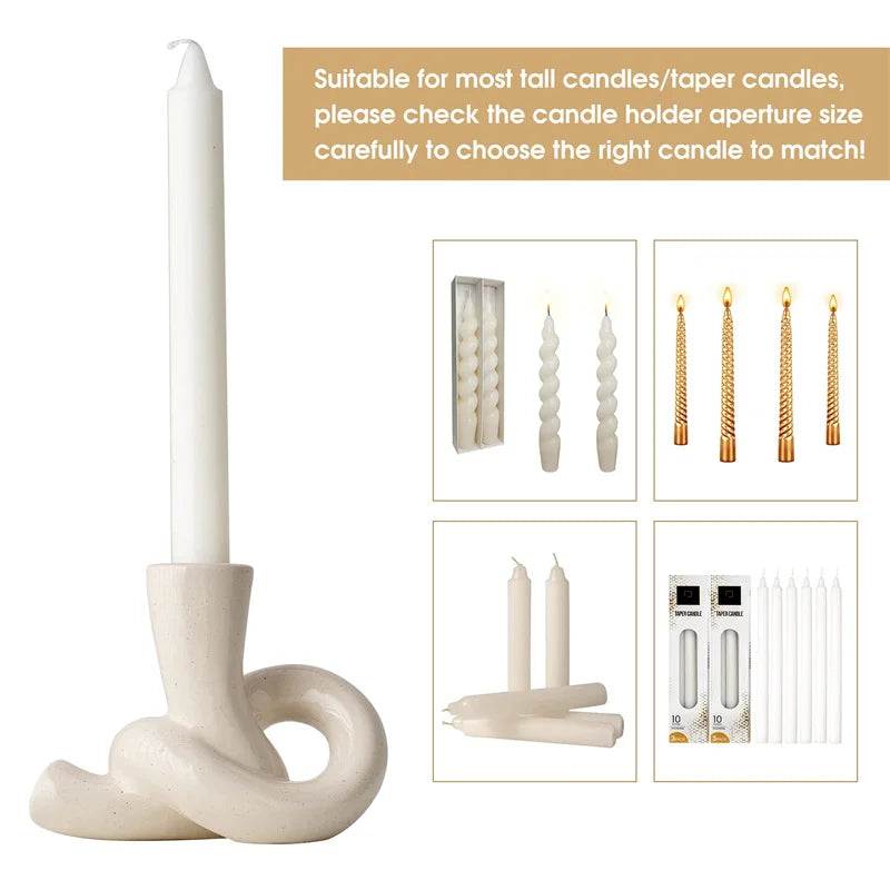 2-Piece Ceramic Cone Candle Holders – Abstract Art Décor Ceramic Candle Holders Babs