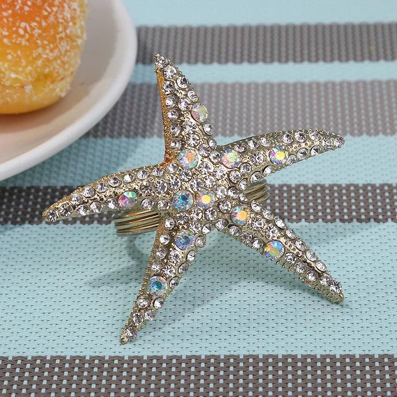 Starfish Seashell Napkin Rings – Beach Wedding Table Decor Napkin Rings Babs