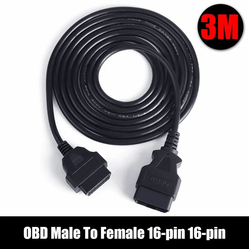 OBD2 16-Pin Extension Cable Male to Female ELM327 Adapter OBD2 Extension Cable Babs 16pin 3M