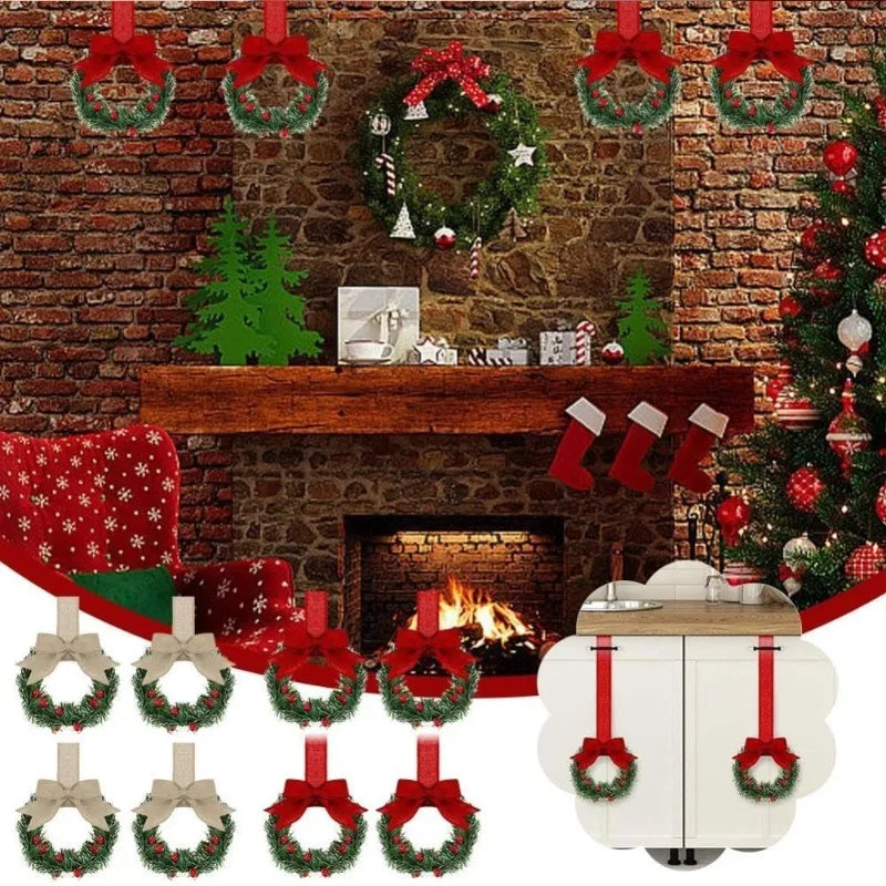 Christmas Garland with Red Bow – Festive Holiday Cabinet Decor Christmas Garland Babs