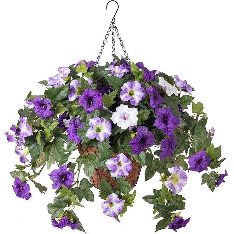 Purple Silk Morning Glory Fake Flower Bouquet | Wedding & Home Decor Artificial Flower Bouquet Babs