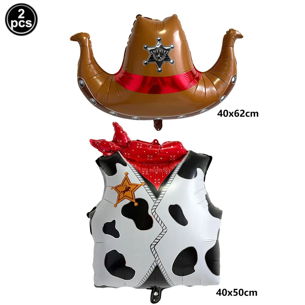 Western Cowboy Party Balloons – Boot Hat Pistol Foil Set Party Foil Balloons Babs Silver As pictures show