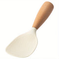 Non-Stick Silicone Rice Spoon – Wooden Handle Stand-Up Design Silicone Rice Spoon Babs White
