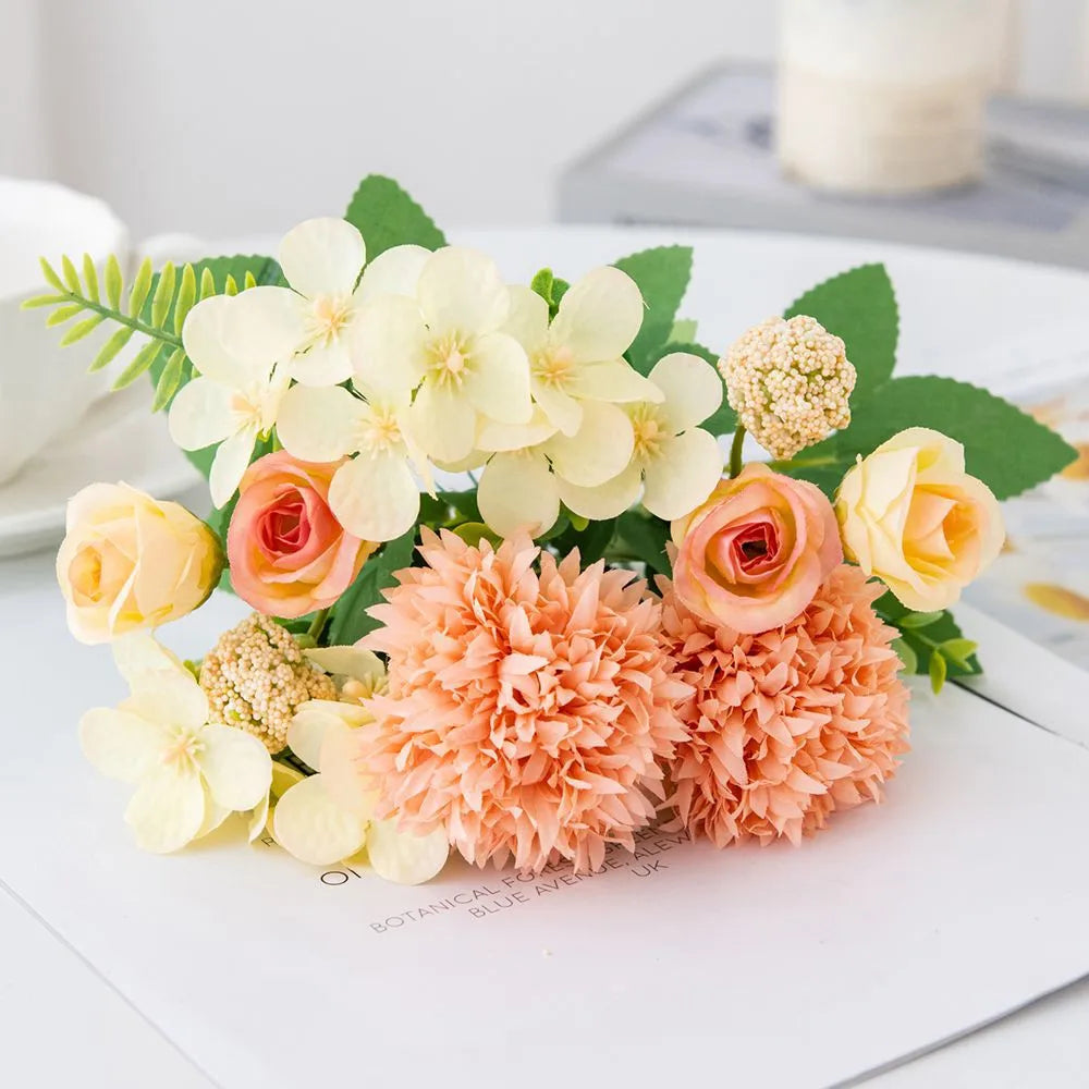 Artificial Silk Rose & Chrysanthemum Bouquet | Wedding & Home Décor Artificial Flower Bouquet Babs color 4 1 pc