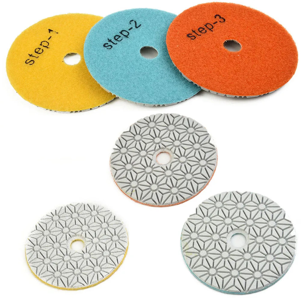 3-Step 4" Emery Polishing Pads – Granite, Marble & Stone (3 Pcs) Stone Polishing Pads Babs