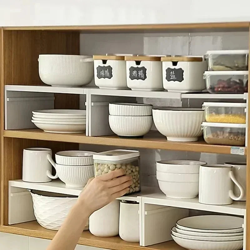 Stretchable Cabinet Shelf & Spice Organizer Rack – 1 or 2 Pack Cabinet Shelf Organizer Babs