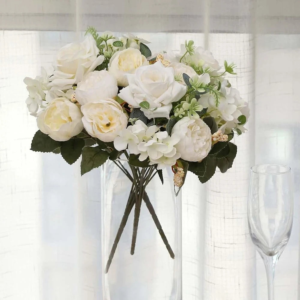 Silk Artificial Flowers Bouquet – Roses, Hydrangea & Peony Artificial Flower Bouquet Babs