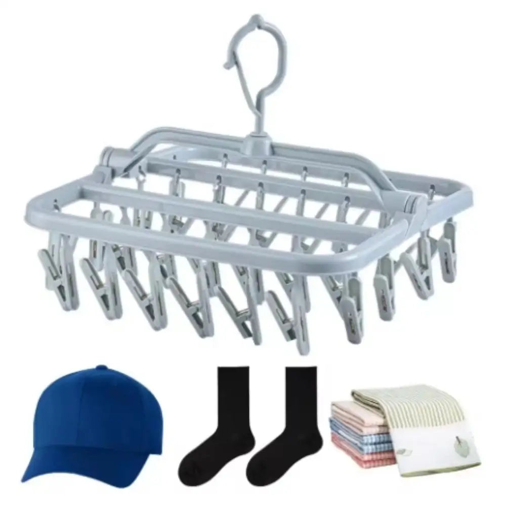 32-Clip Windproof Folding Laundry Drying Hanger | Space Saver Laundry Drying Hanger Babs
