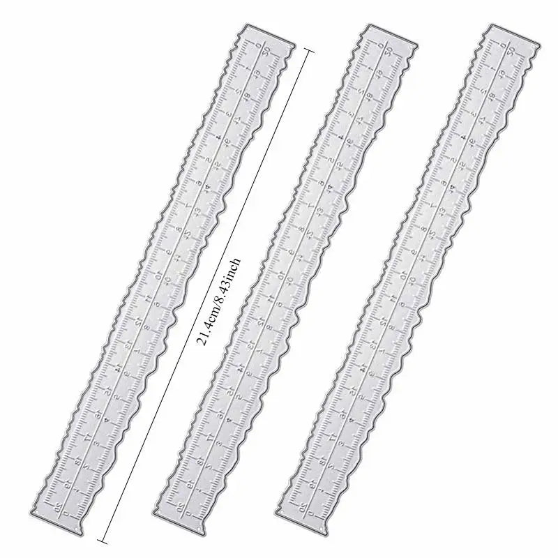 3-Piece Metal Irregular Edge Rulers for Scrapbooking & Crafts Craft Ruler Set Babs