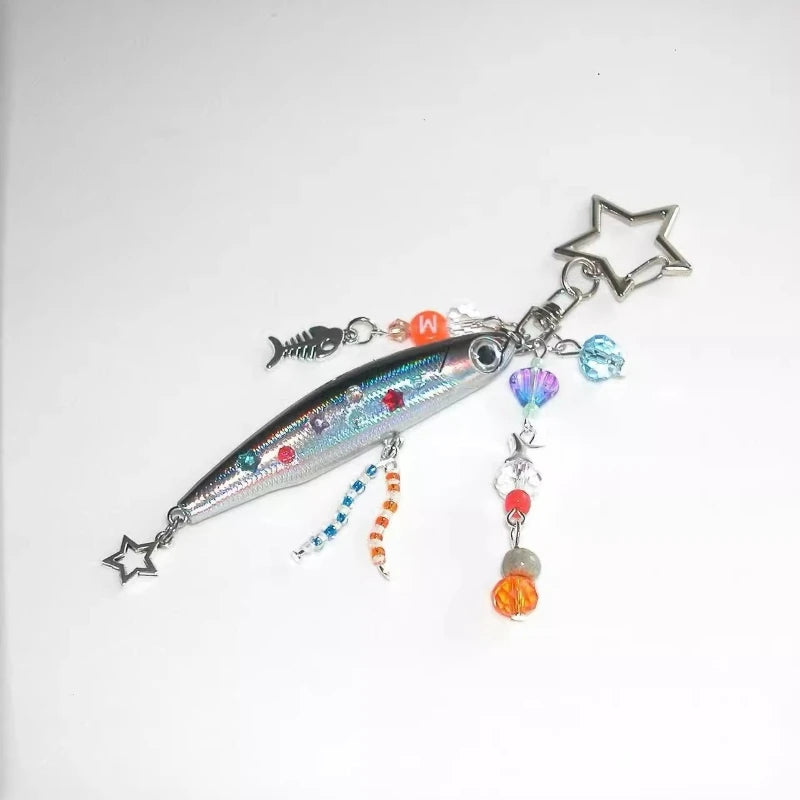 Lure Fish Keychain – Fishing Lover Backpack Charm & Gift Novelty Keychain Babs Little whitebait