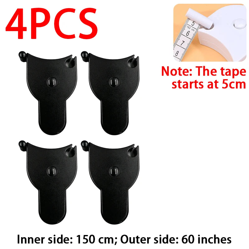 Portable Soft Measuring Tape – Retractable 1.5M Mini Ruler Soft Measuring Tape Babs 4pcs Black inch-cm