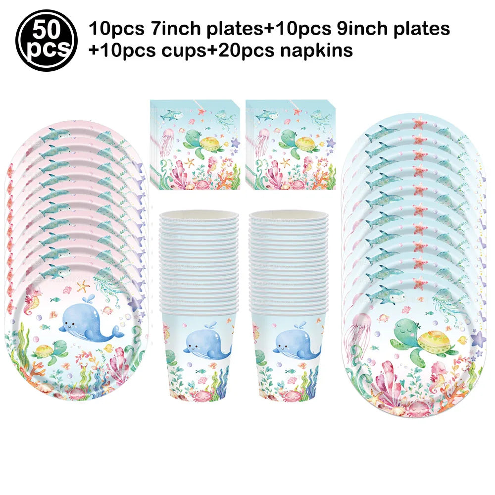 Under the Sea Birthday Party Supplies – Ocean Theme Decor Set Party Supply Set Babs Dark Khaki