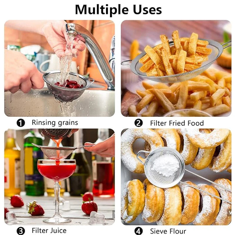 3-Piece Fine Mesh Strainer Set – Stainless Steel Sieve Kitchen Mesh Strainer Babs