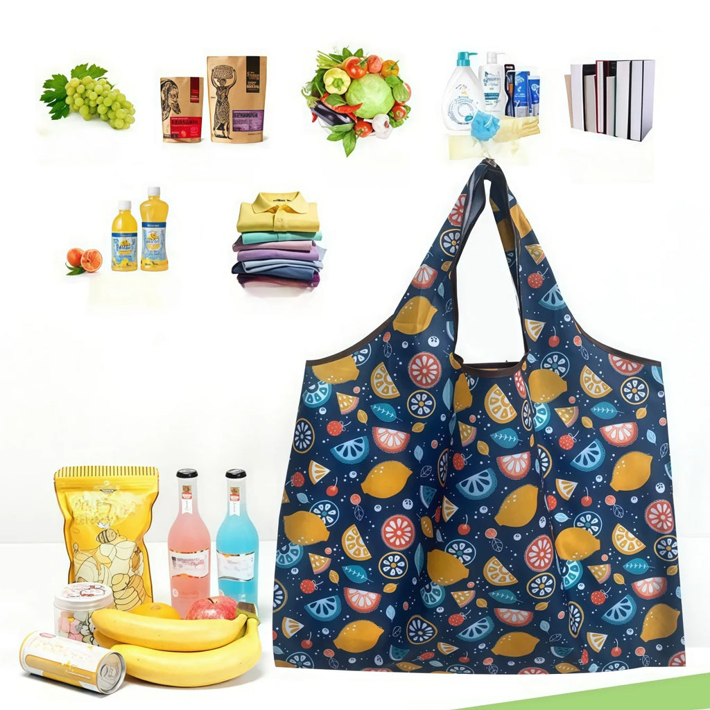 Reusable Foldable Grocery Tote Bag – Large Washable Shopping Bag Reusable Shopping Tote Babs