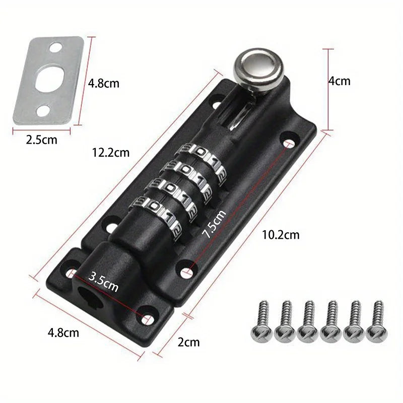 Combination Digit Padlock – Zinc Alloy Door Bolt Latch, Black/Silver Combination Padlock Babs