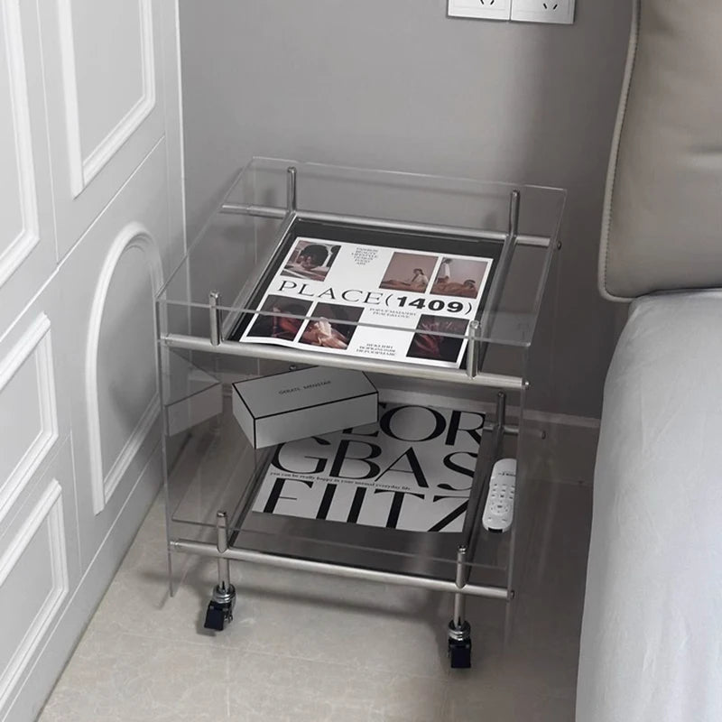 Modern Acrylic Coffee Table on Wheels – Minimalist Square Side Table Acrylic Coffee Table Babs