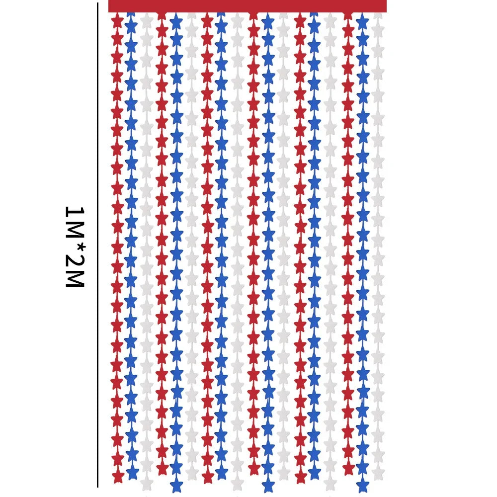 10pcs Star Rain Silk Curtain Garland – Red White Blue Party Decor Party Curtain Garland Babs