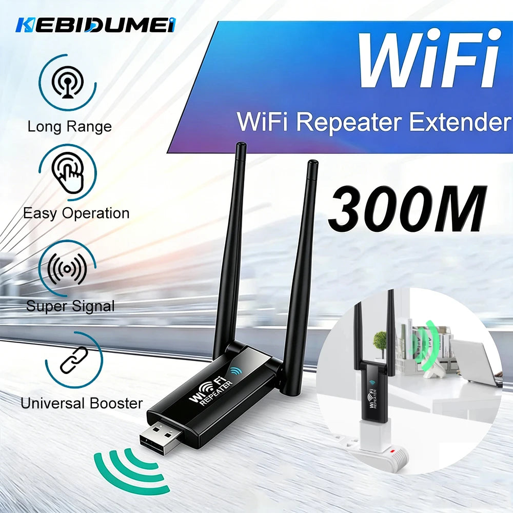 KEBIDUME 300Mbps USB WiFi Repeater & 2.4G Signal Booster USB WiFi Repeater Babs Default Title